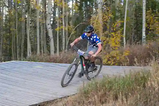 Longmont Rider Descends the bridges at Granby Ranch
