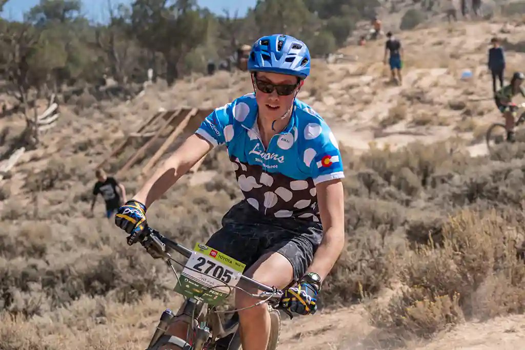 Lyons high school mountain bike rider at Eagle